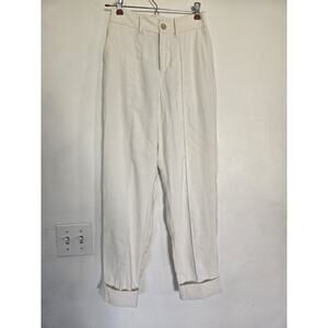 A New Day Women’s Ivory Pleated Dress Pants Size 2 Straight Leg Pockets